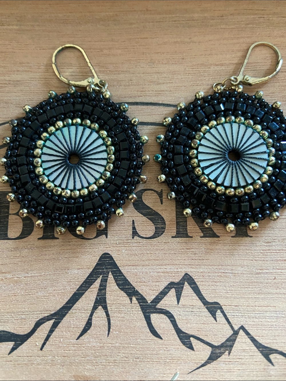 Boho hand beaded earrings